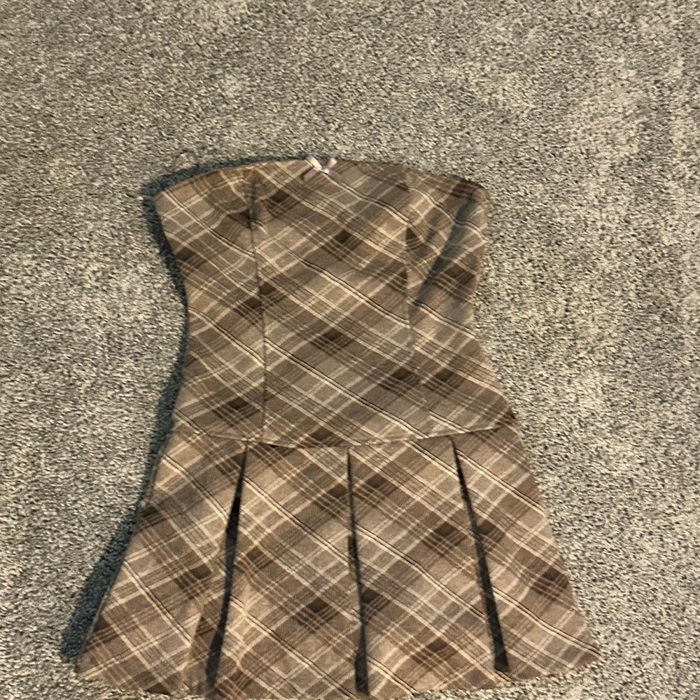 Plaid Strapless Dress